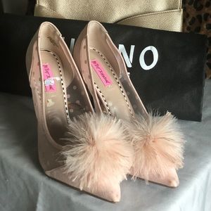 Betsey Johnson Pink Fur Stiletto Pumps Heels